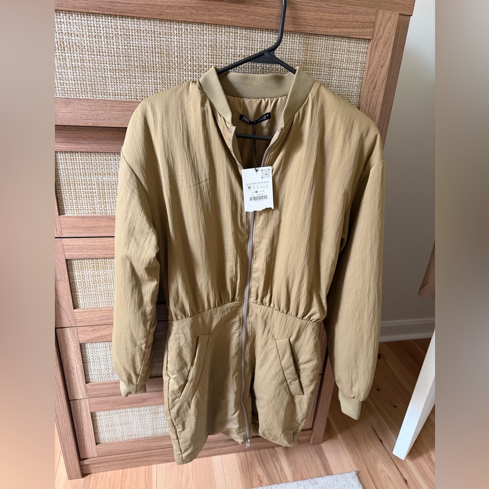NWT Zara long bomber jacket